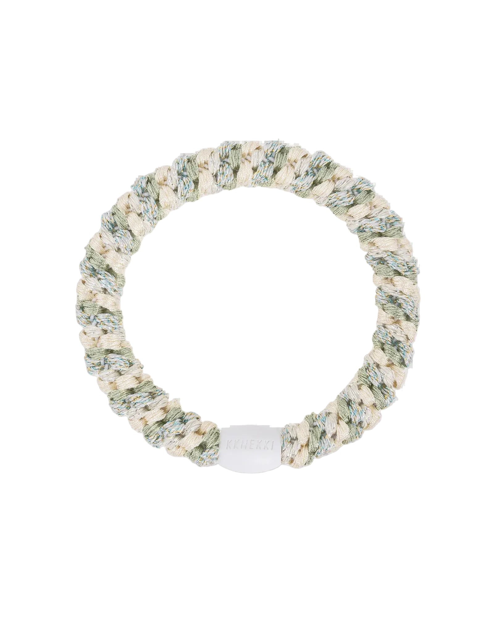 KNEKKI HAIR TIES - IVORY GLITTER DUSTY LIND GREEN