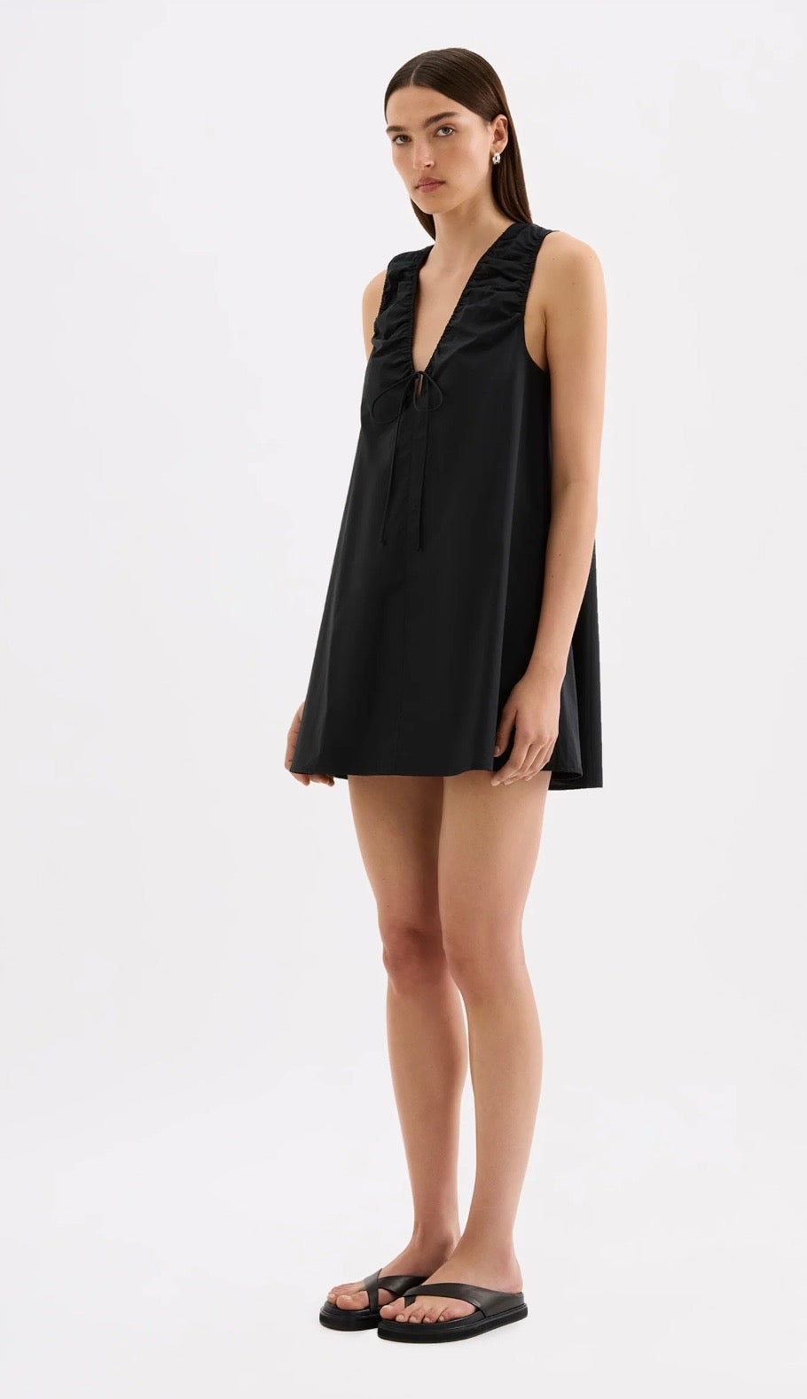 CERIE POPLIN MINI DRESS BLACK