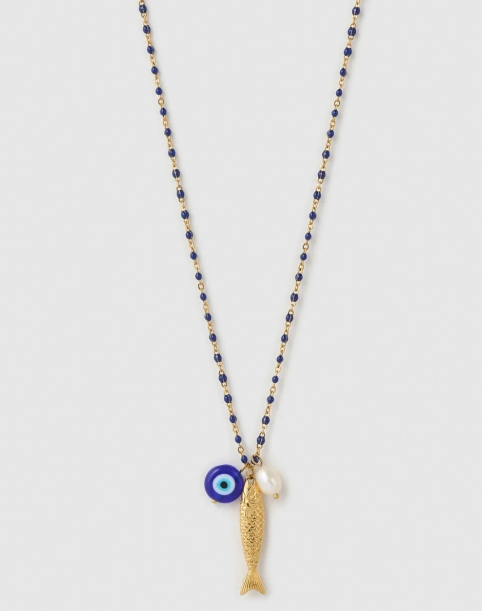 LUCKY FISH CHARM NECKLACE - BLUEBERRY