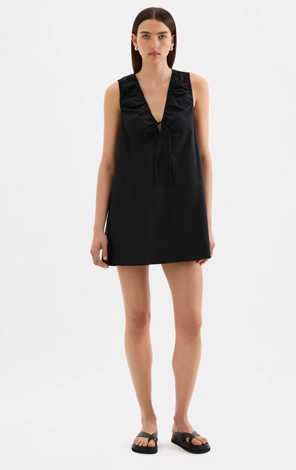 CERIE POPLIN MINI DRESS BLACK