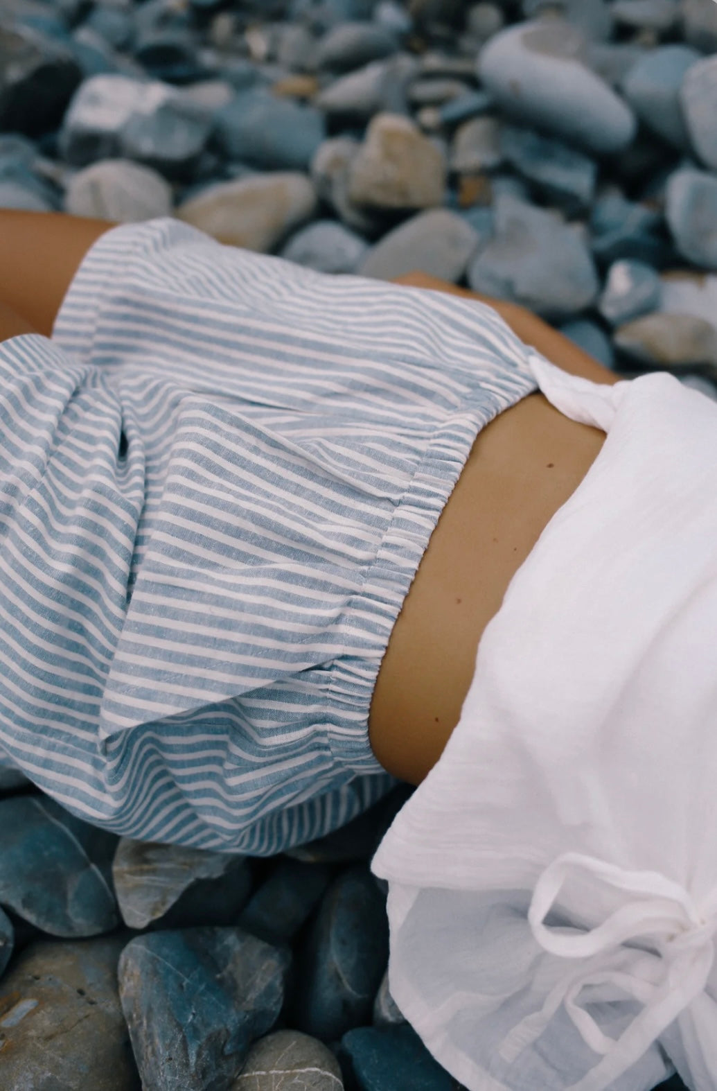 AVA SHORT WASHED BLUE STRIPE