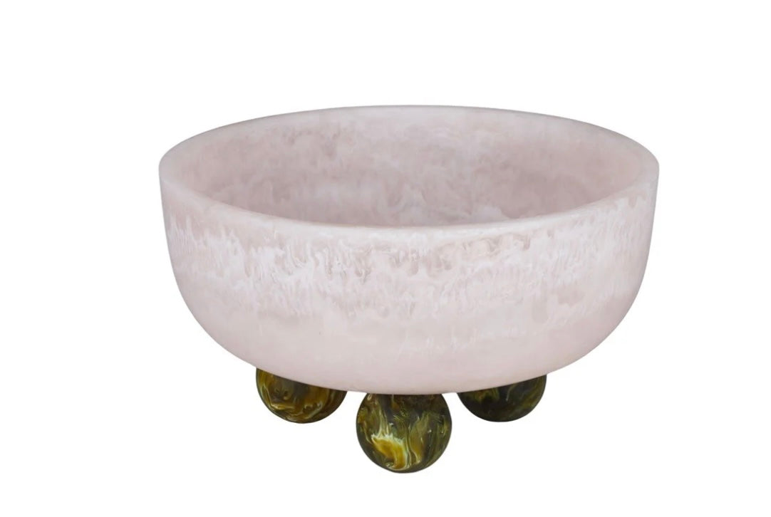 ASSEMBLE KIP RESIN FOOT BOWL - Nude / Olive 23x13cm