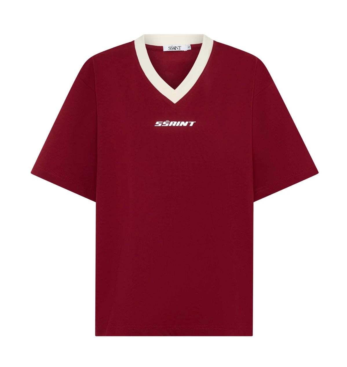 REFLECTIVE V NECK TEE - Cherry