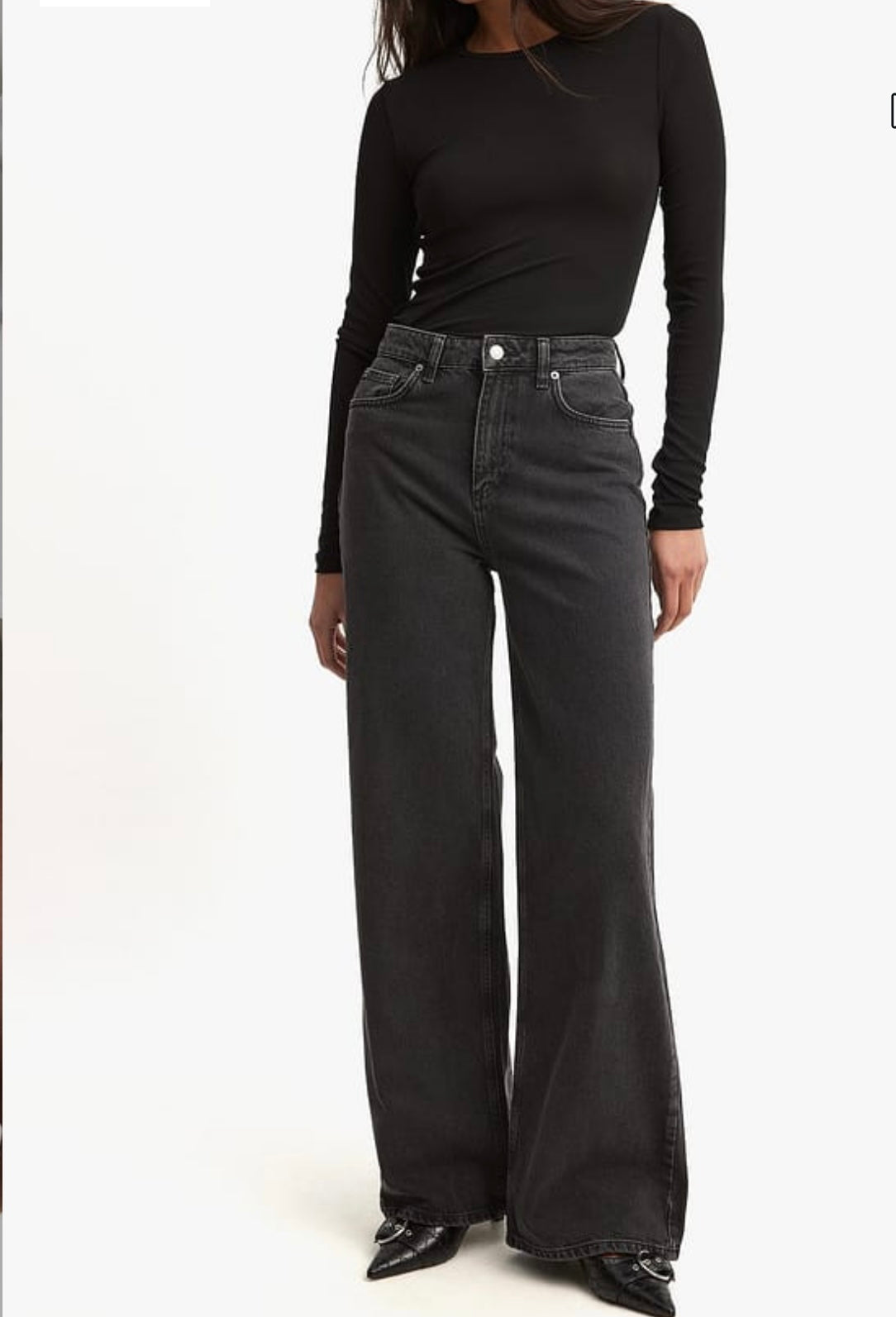 WIDE HIGH WAIST JEANS - Dark Grey