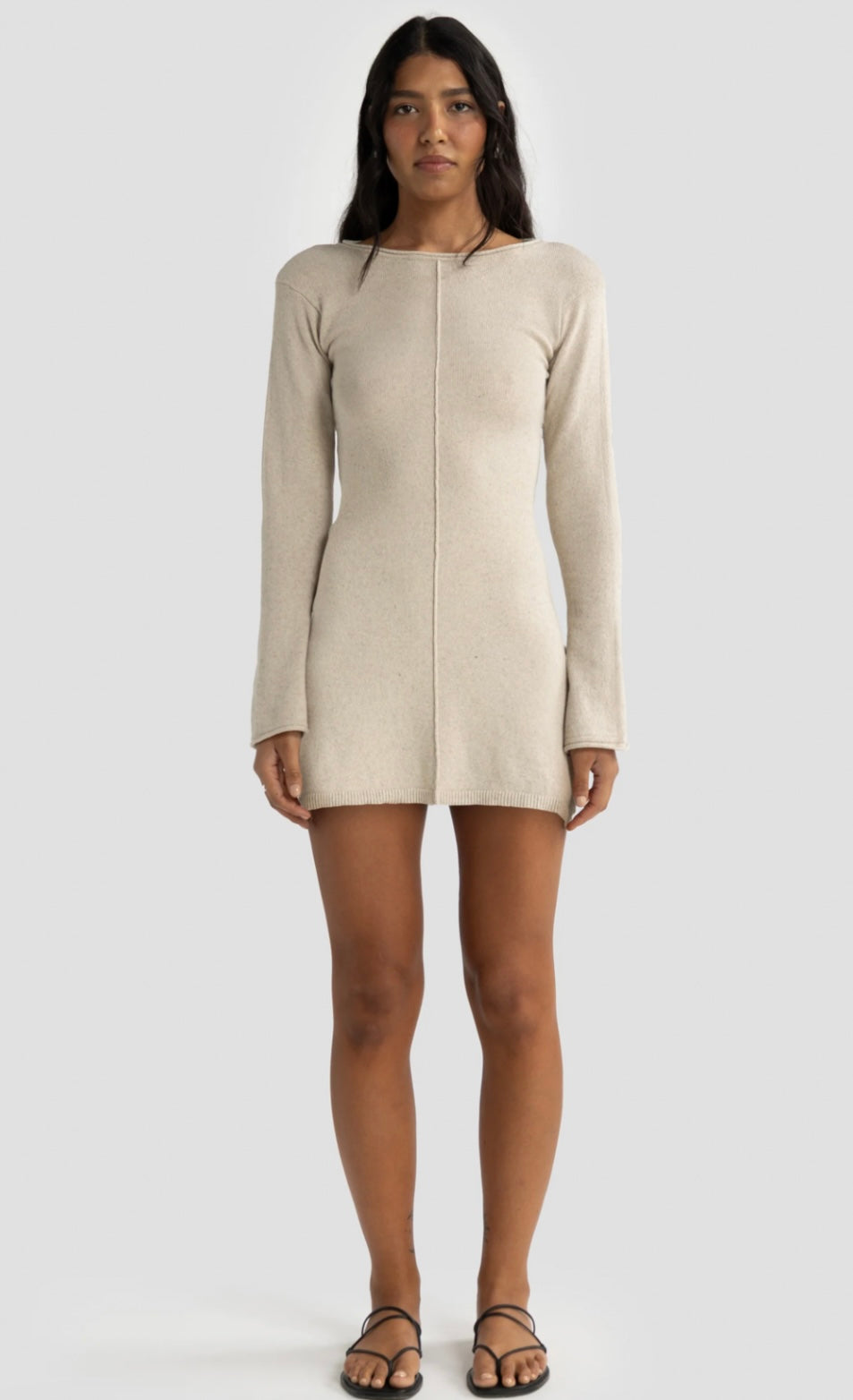 HOLLY KNIT MINI DRESS - Natural