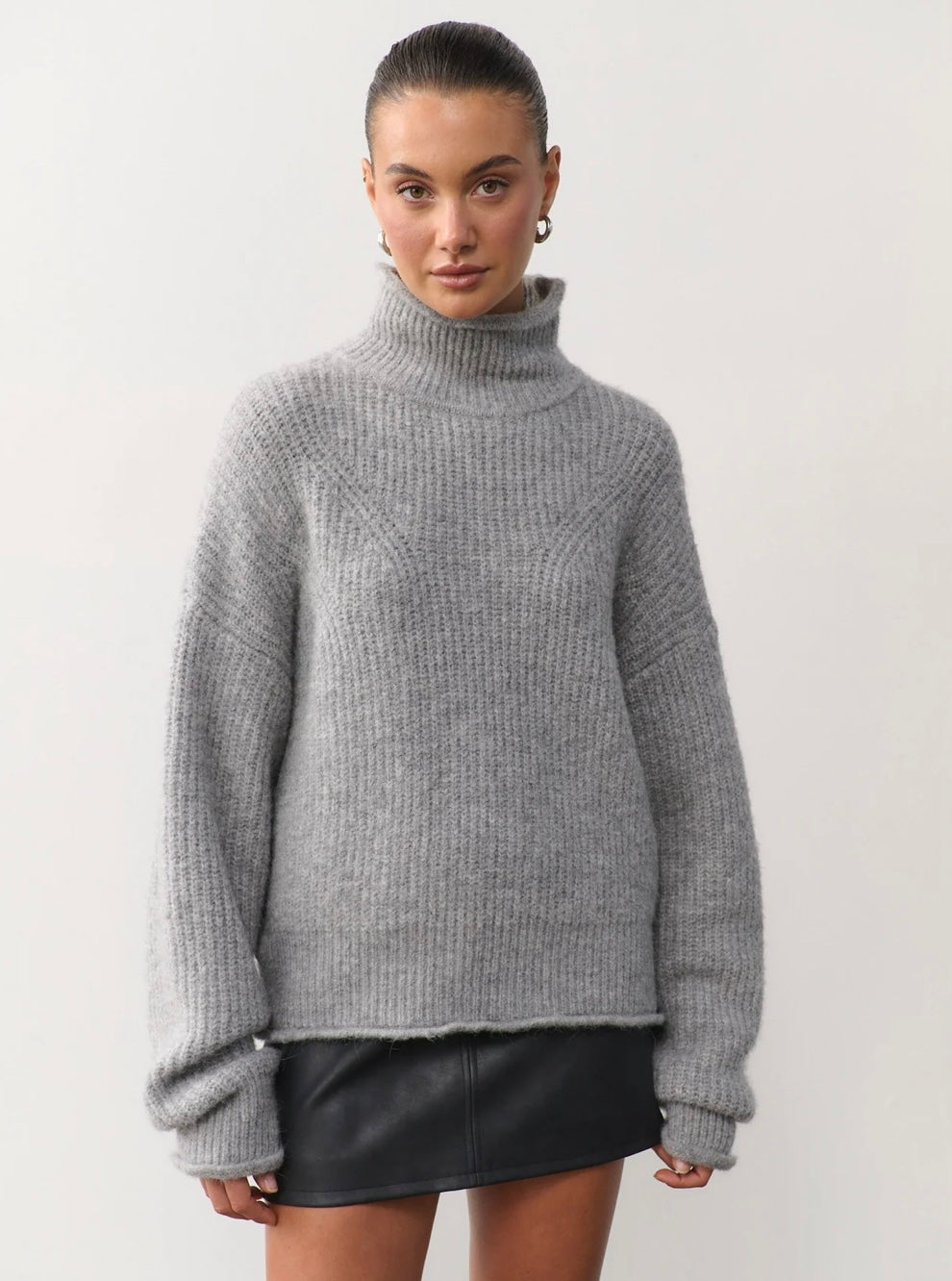 FLORENCE TURTLE NECK KNIT - Charcoal