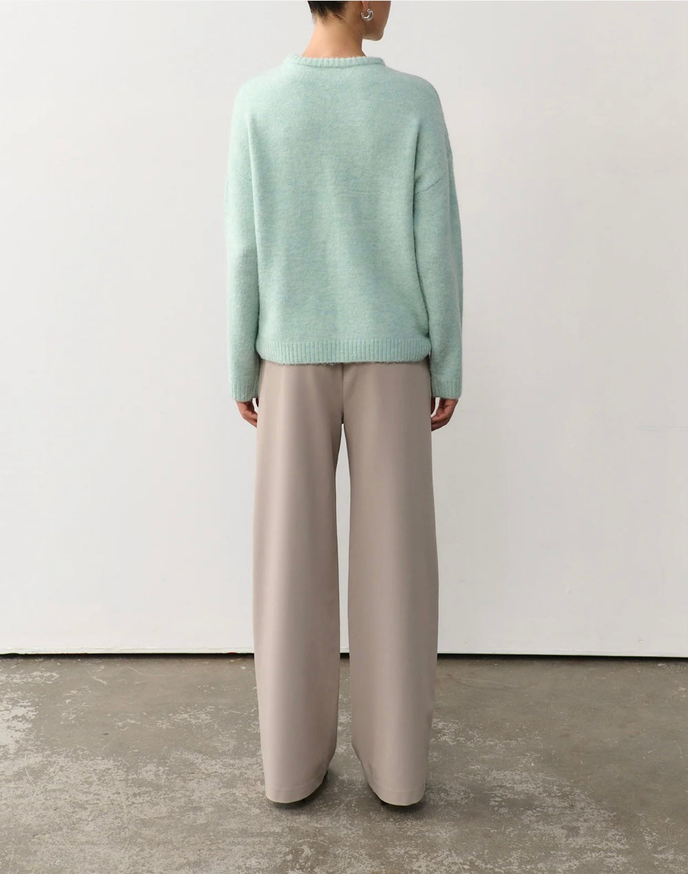 OLIVIA WIDE LEG PANT - Oyster Grey