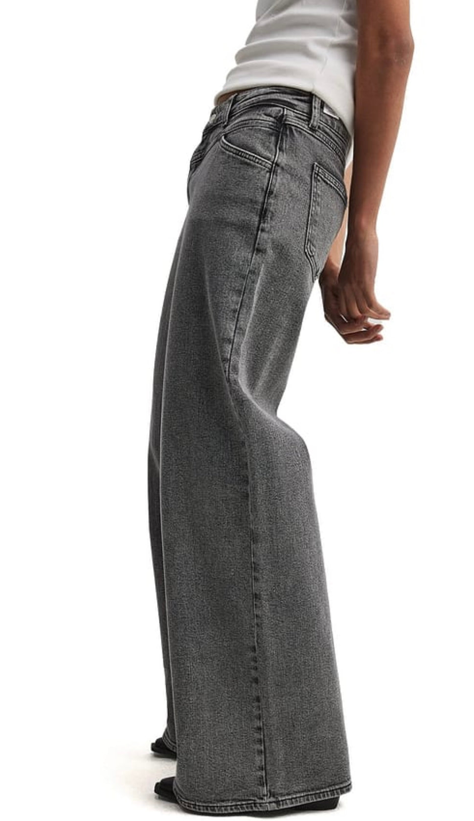 LOW WAIST JEANS - Grey Seam Detail