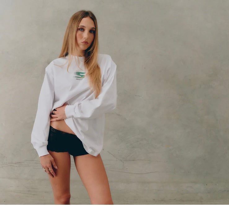 REBEL LONG SLEEVE - White + Green