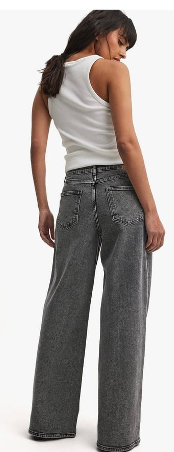 LOW WAIST JEANS - Grey Seam Detail