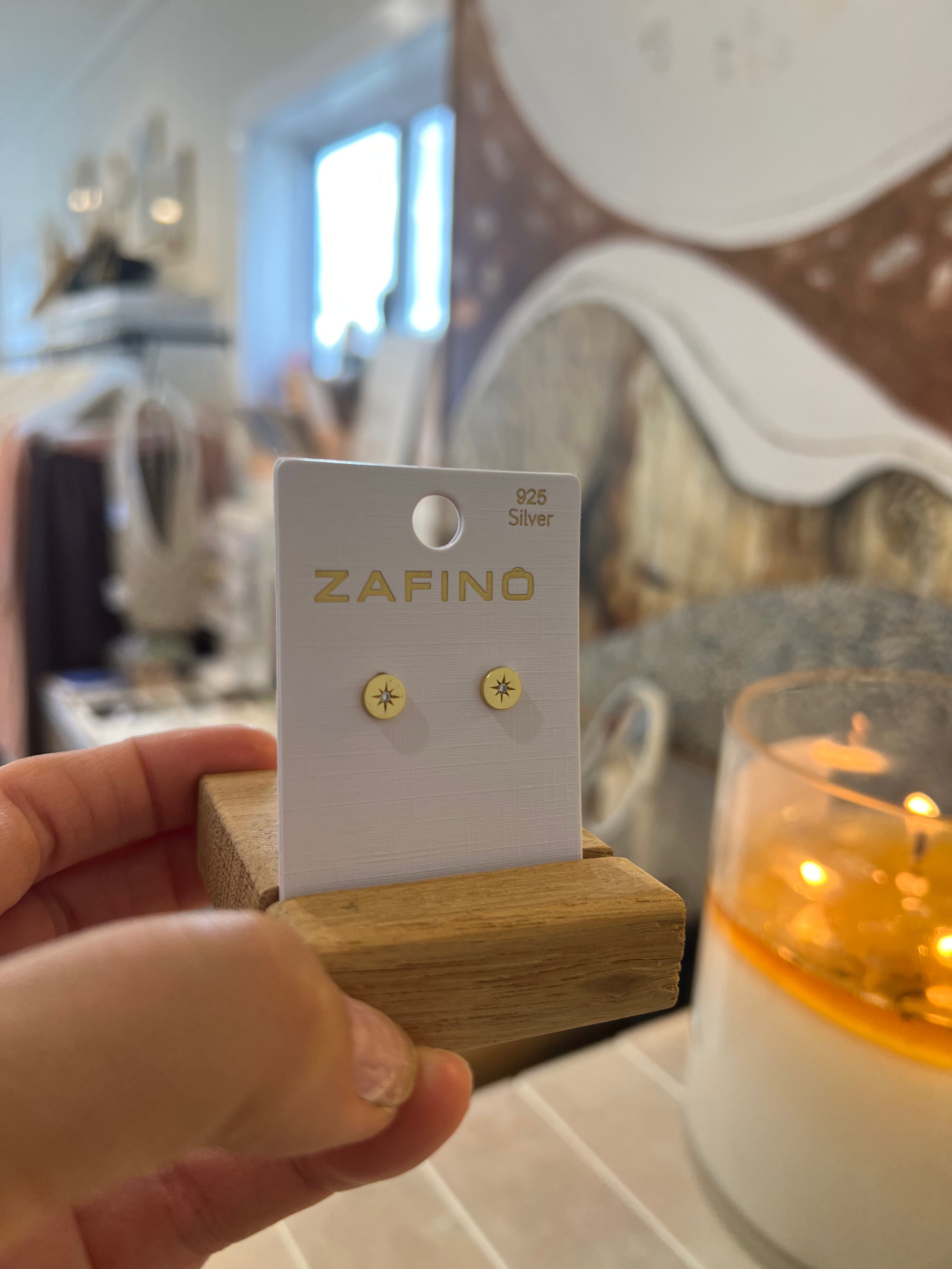 CRYSTAL DISC - Stud Earring Gold