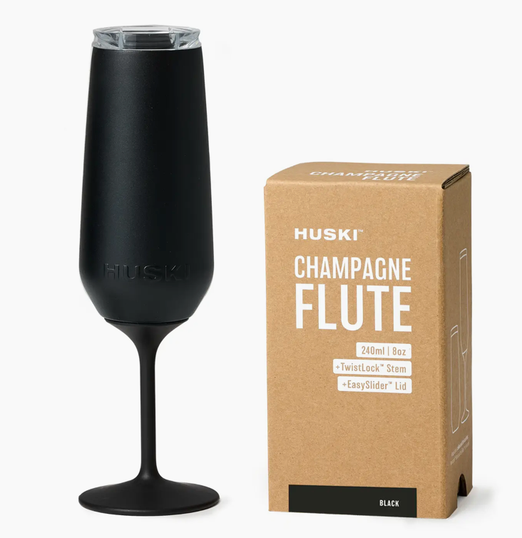 HUSKI CHAMPAGNE FLUTE - Twist Lock Stem - Black