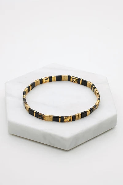 TILE BRACELET - BLACK/BROWN