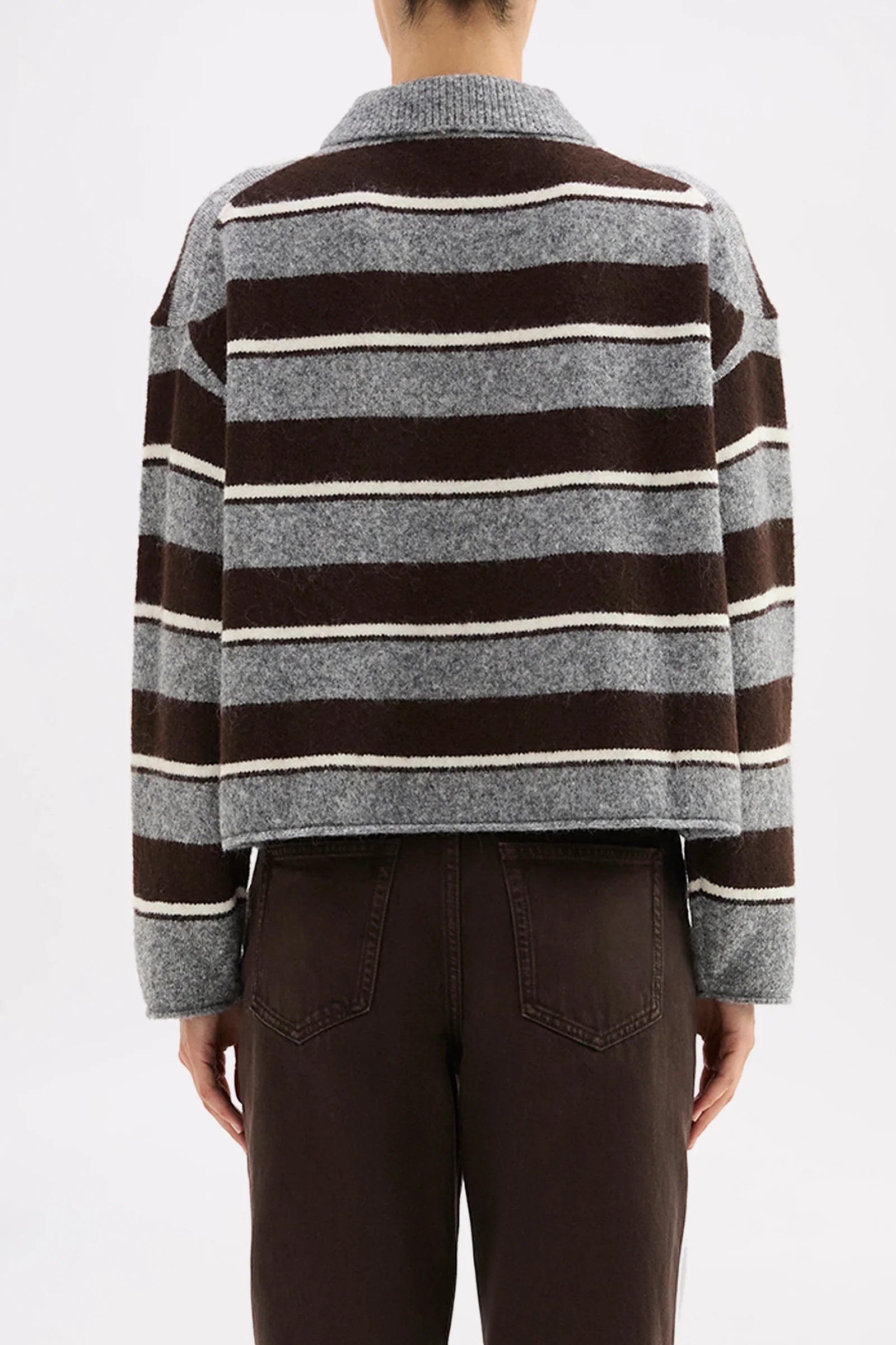 MAIA RUGBY KNIT - CHARCOAL STRIPE