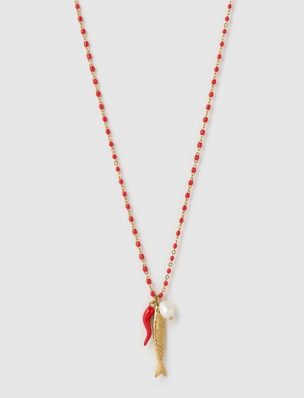 LUCKY FISH CHARM NECKLACE - CHERRY