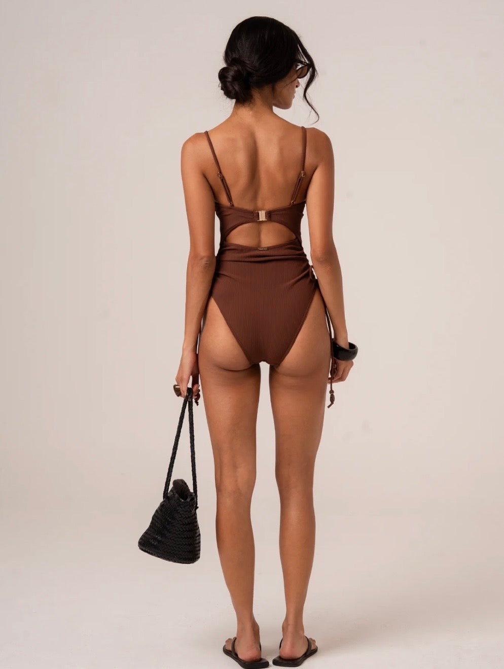 THIN STRAP UNDERWIRE ONE PIECE CHOC