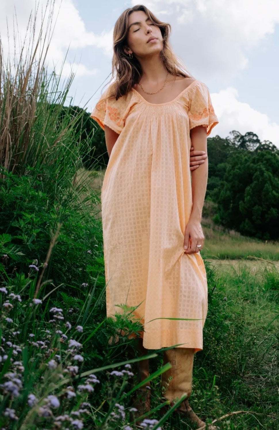 BETTY EMBROIDERED MIDI DRESS