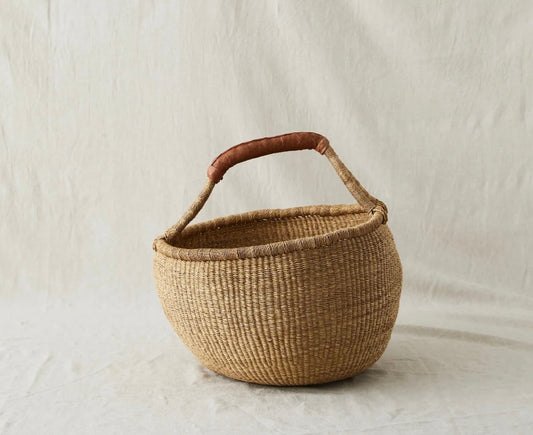 ROUND ELEPHANT GRASS BASKET- Natural