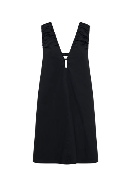 CERIE POPLIN MINI DRESS BLACK