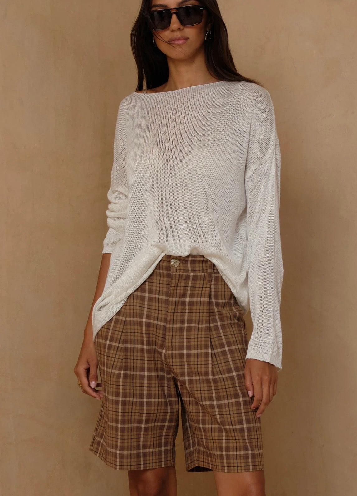 BERMUDA SHORTS - SAND PLAID