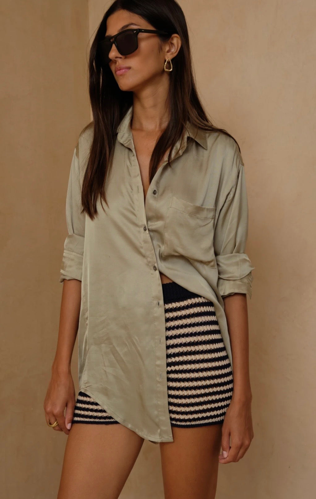 ROSHI SATIN SHIRT DESERT SAGE
