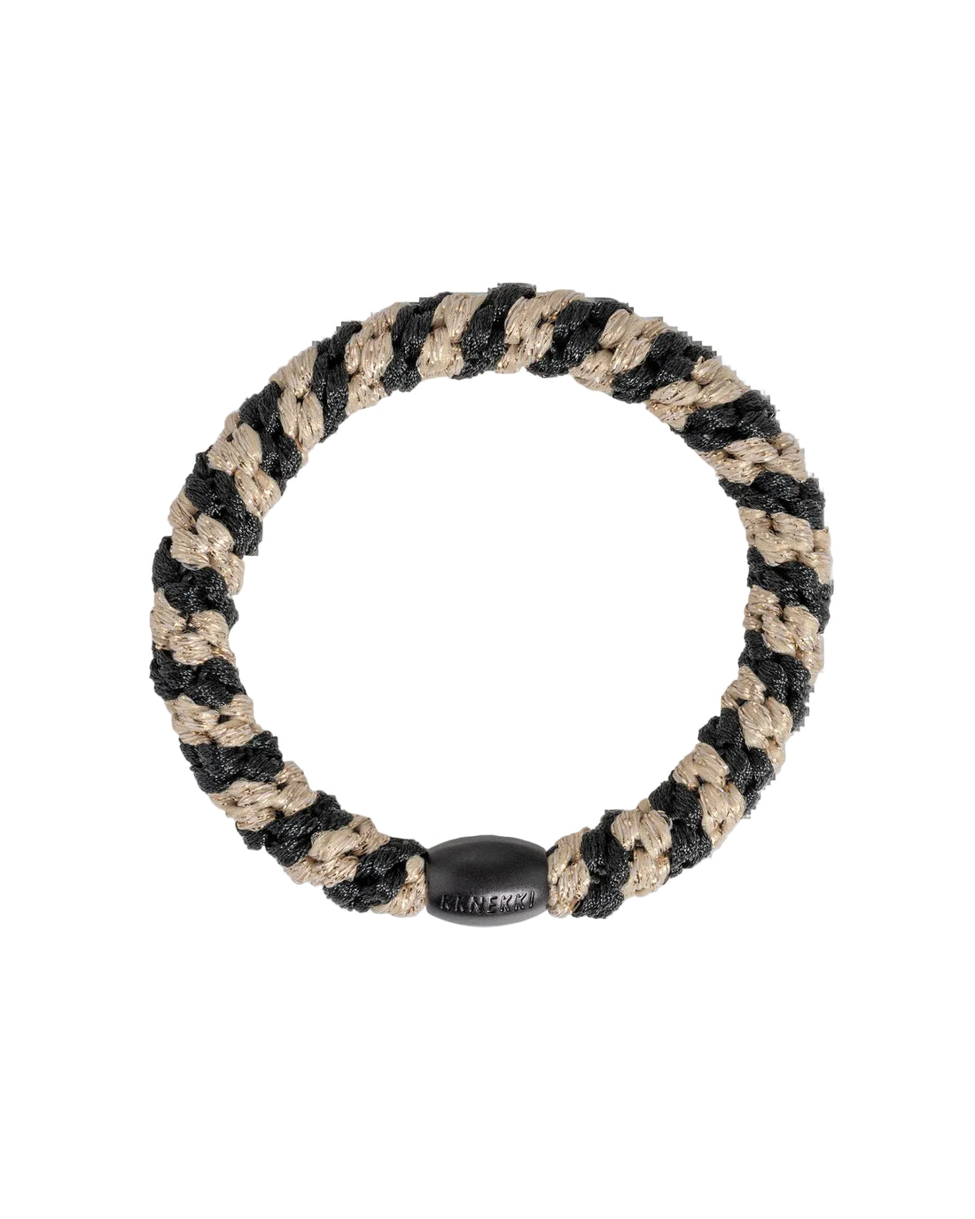 KNEKKI HAIR TIES - BLACK-BEIGE GLITTER STRIPE