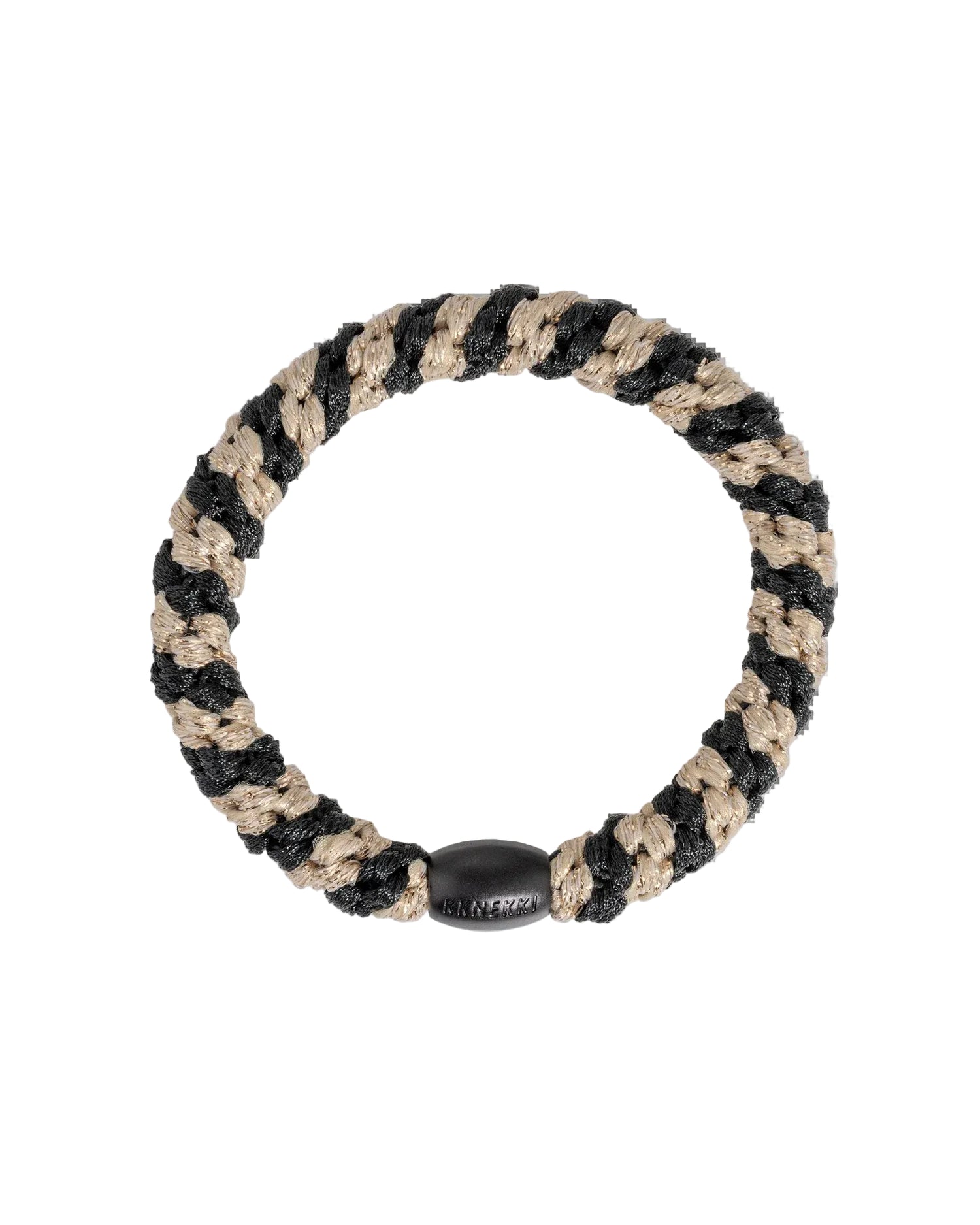 KNEKKI HAIR TIES - BLACK-BEIGE GLITTER STRIPE