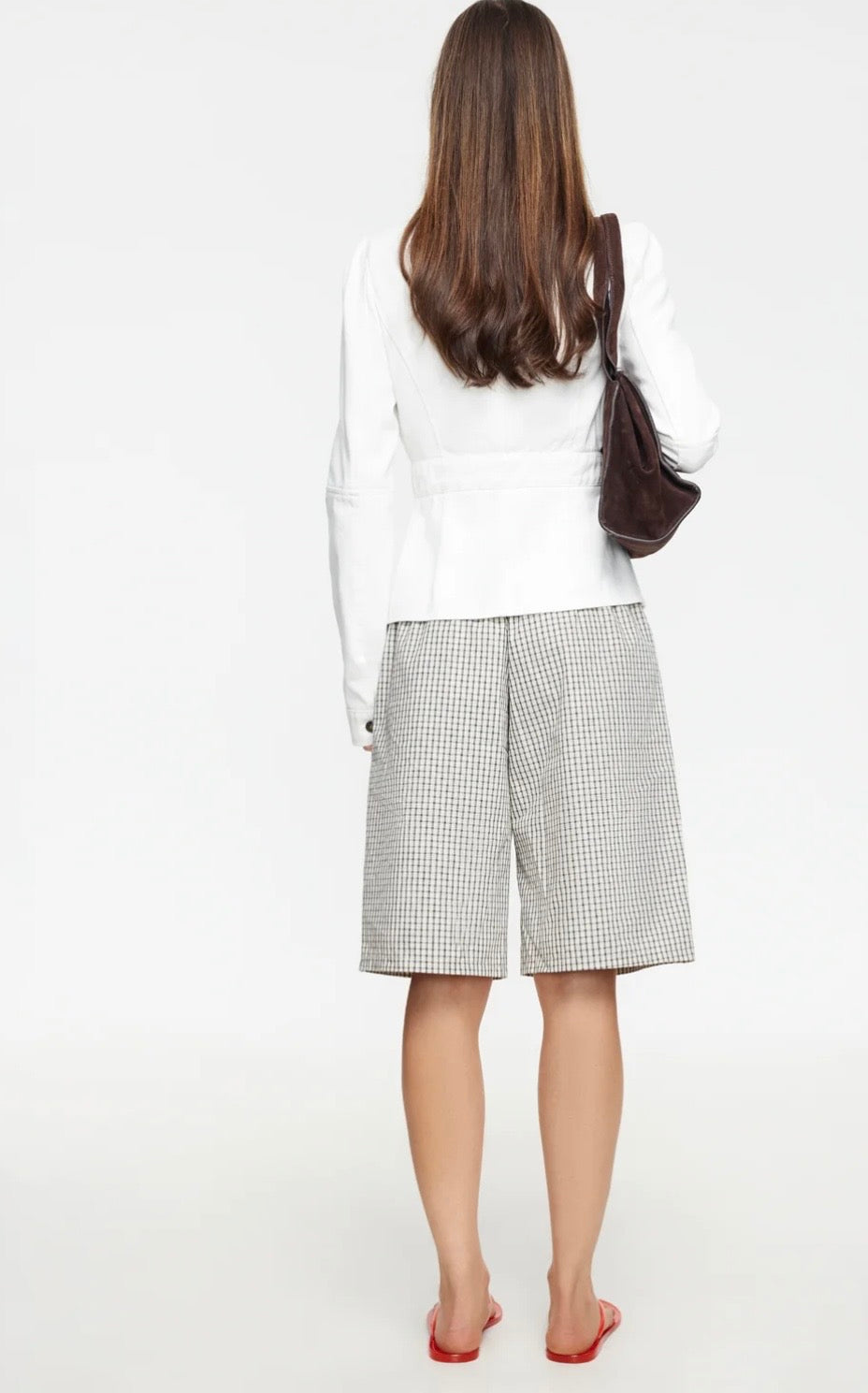 SEVIGNEY LONG SHORTS - CREAM CHECK