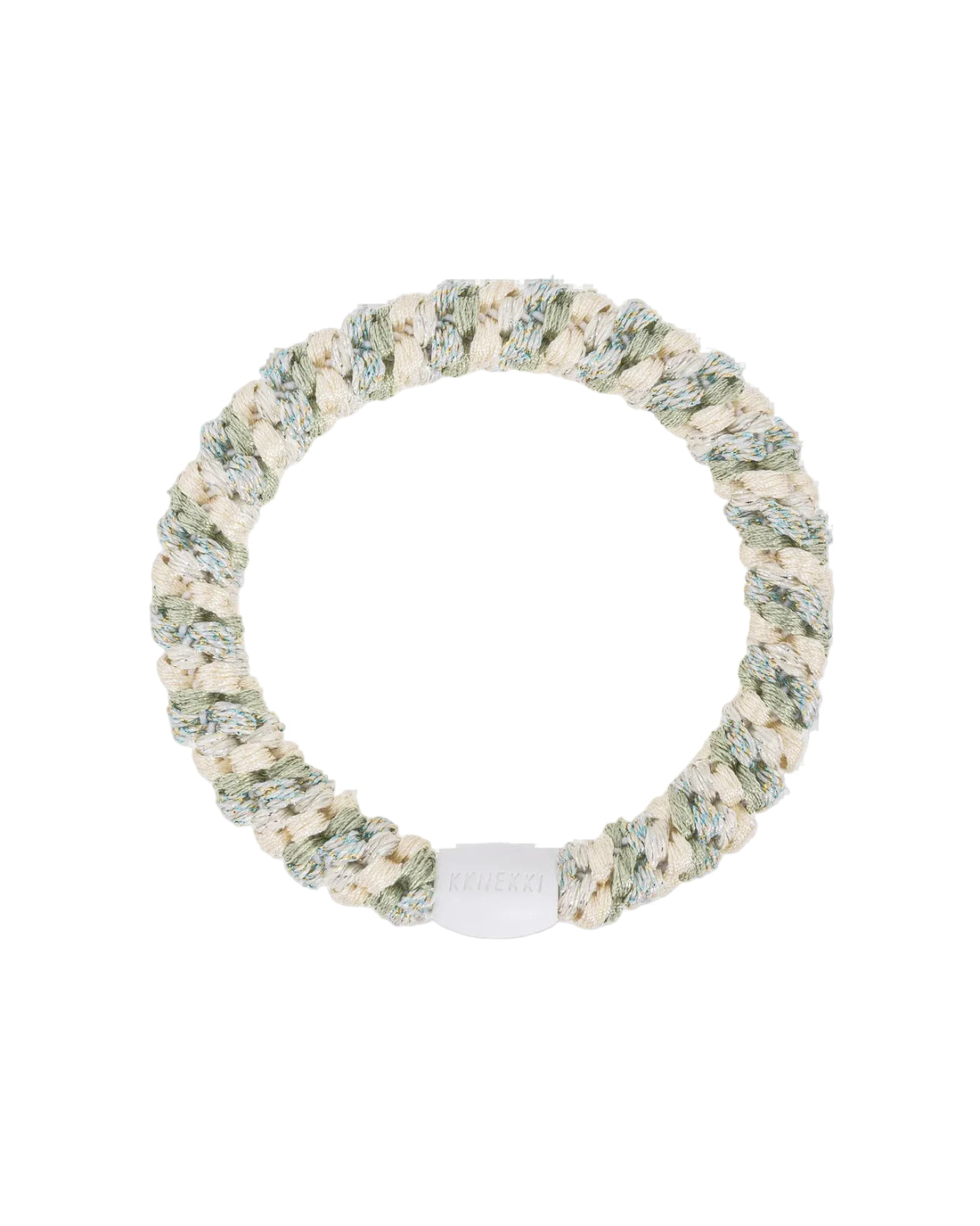 KNEKKI HAIR TIES - IVORY GLITTER DUSTY LIND GREEN