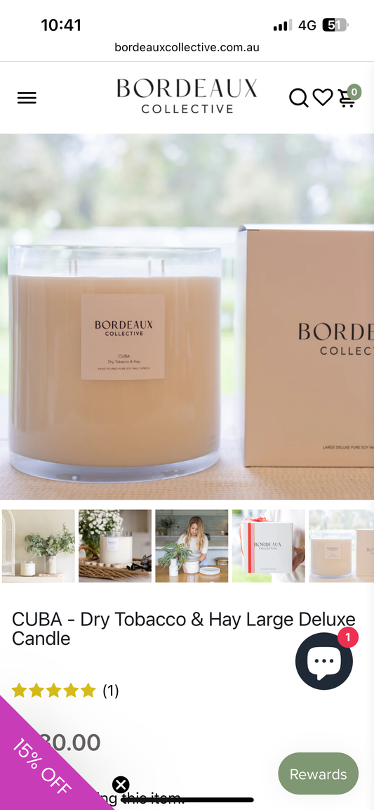 CUBA - Dry Tobacco & Hay Large Deluxe Candle