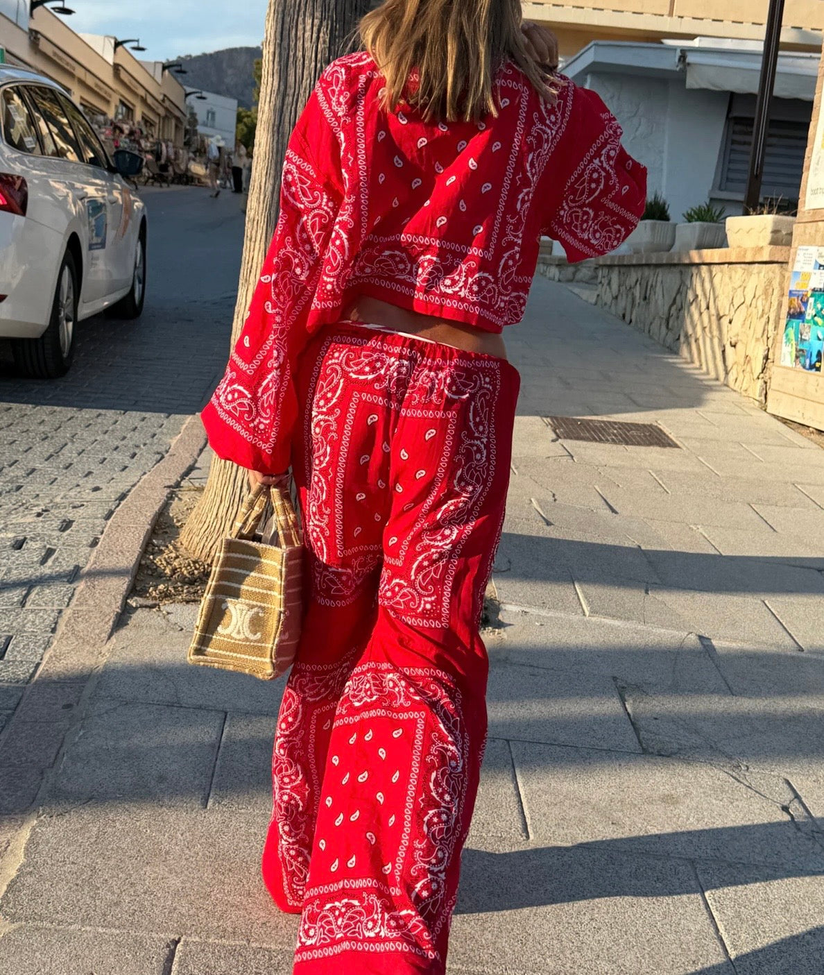 BANDANA WIDE LEG PANT RED