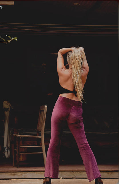 BAMBOO VELOUR FLARES - Wine