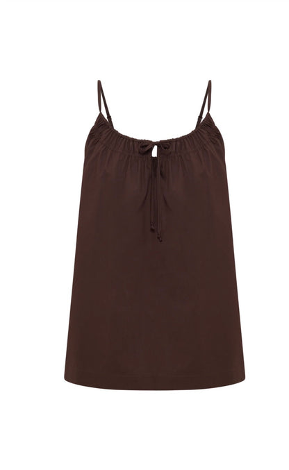 CERIE POPLIN TOP CHOC