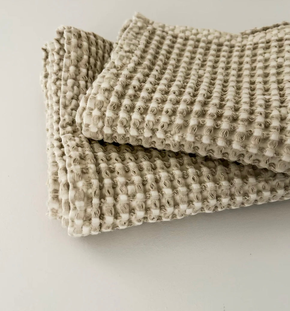100% ORGANIC COTTON RUSTIC WAFFLE FACE CLOTH - Natural
