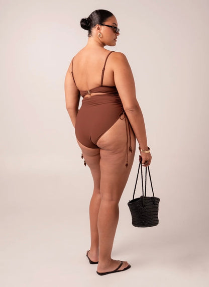 THIN STRAP UNDERWIRE ONE PIECE CHOC
