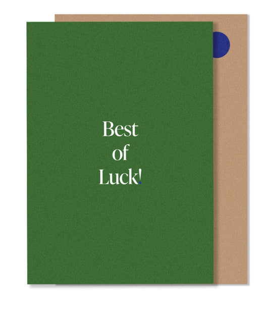 BEST OF LUCK - Green & White Card