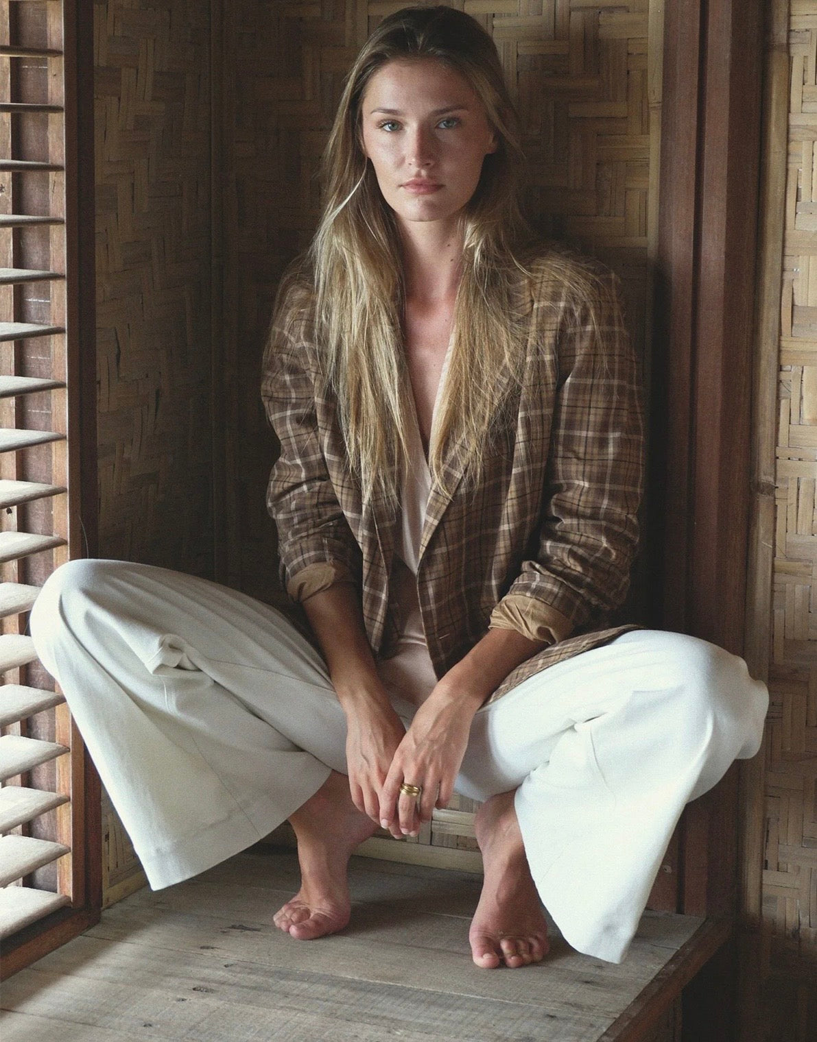 ODILLA JACKET - SAND PLAID