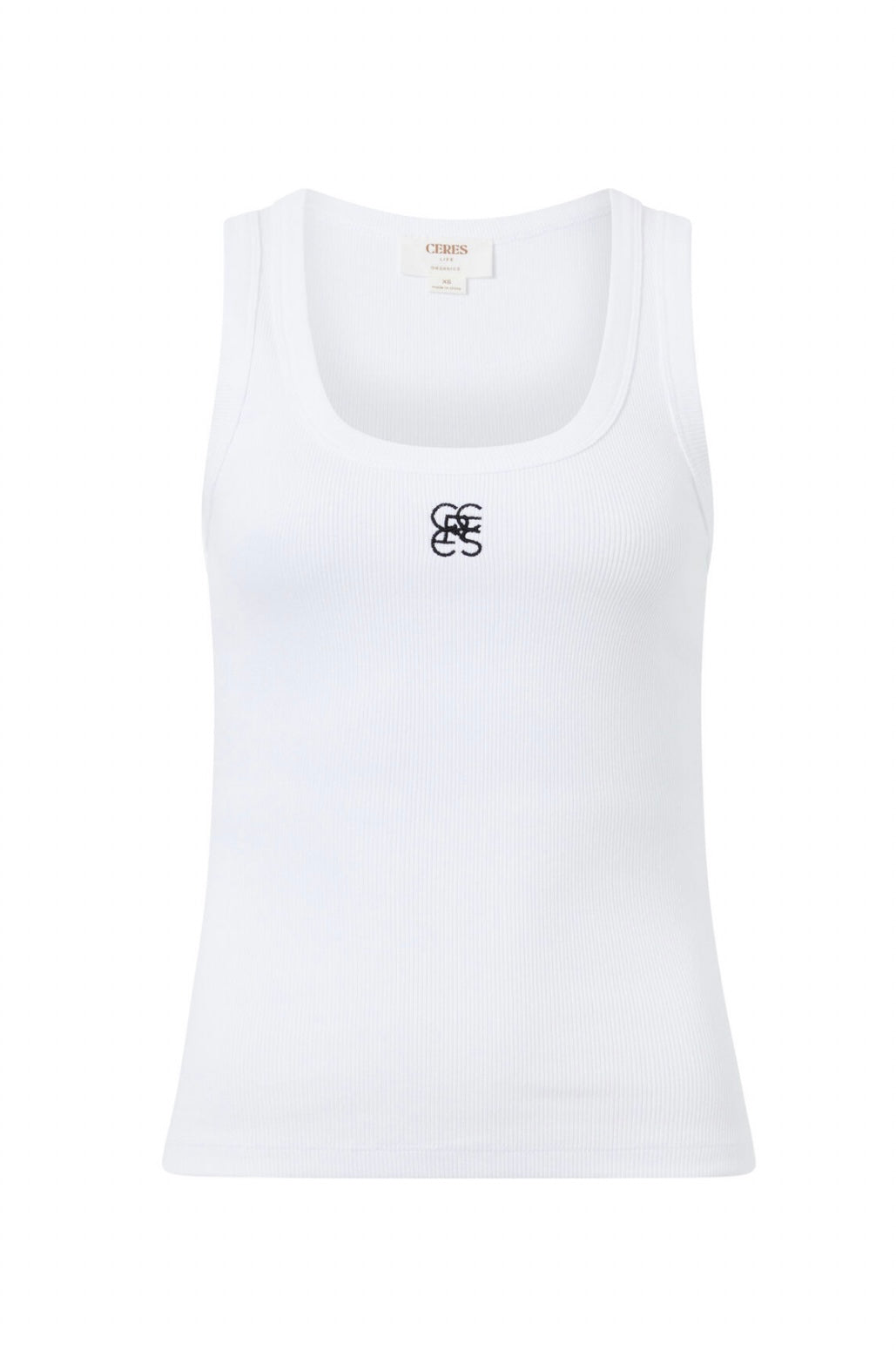 CONTOUR RIB SCOOP NECK TANK - White