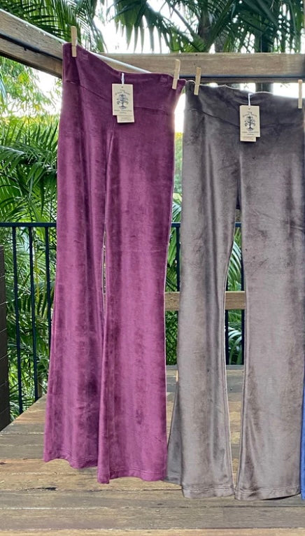 BAMBOO VELOUR FLARES - Wine