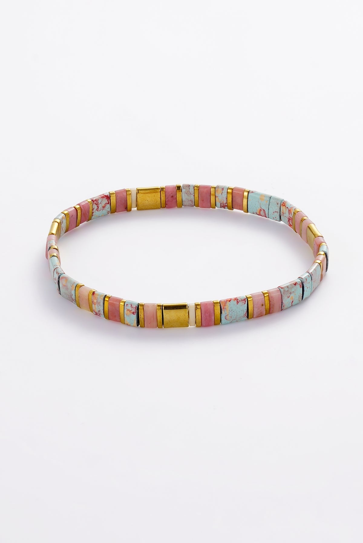 TILE BRACELET - TEAL/BLUSH