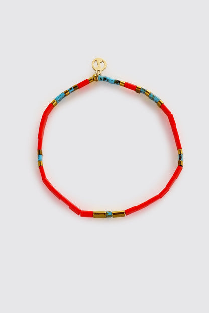 TILE BRACELET - RED/GOLD