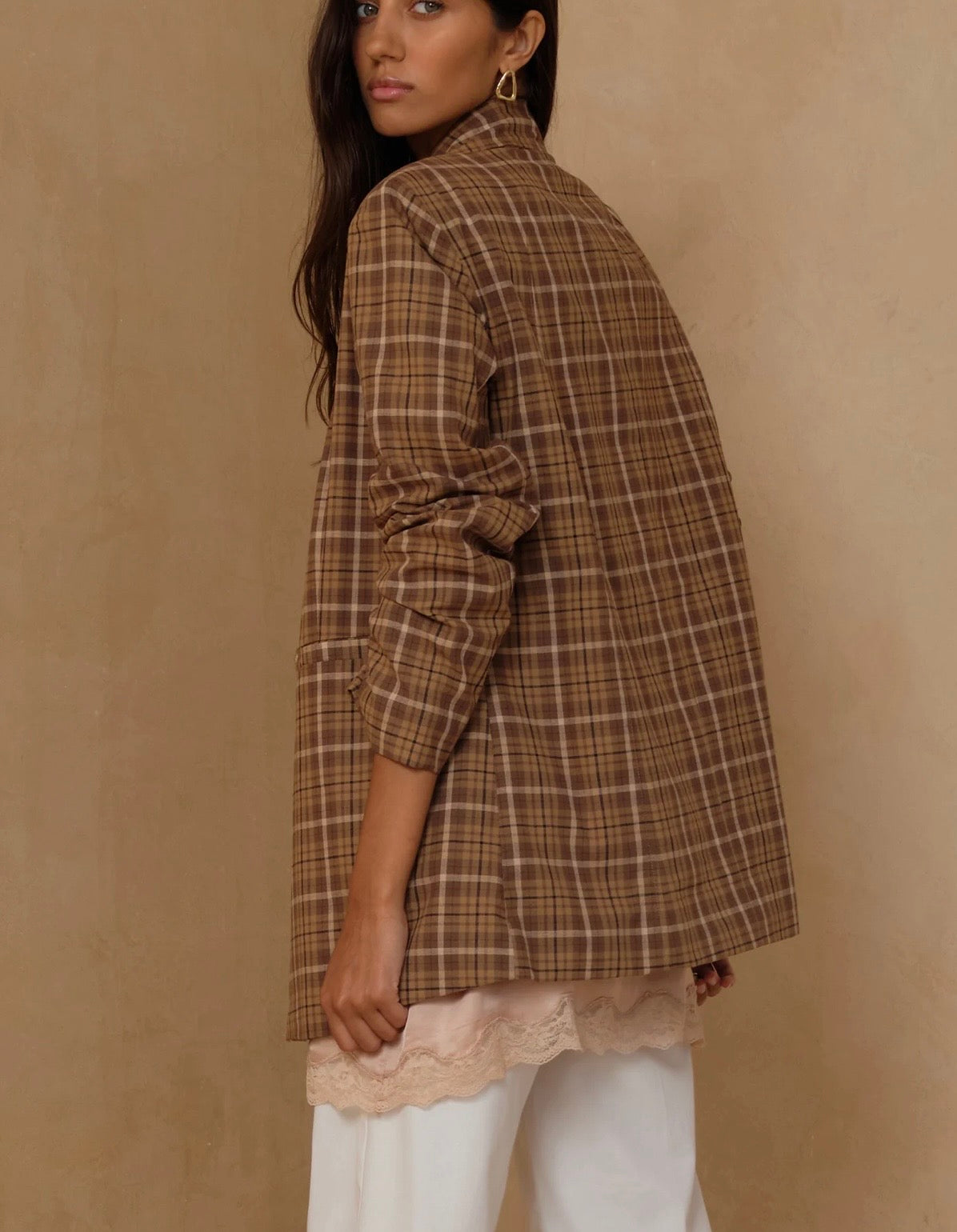 ODILLA JACKET - SAND PLAID