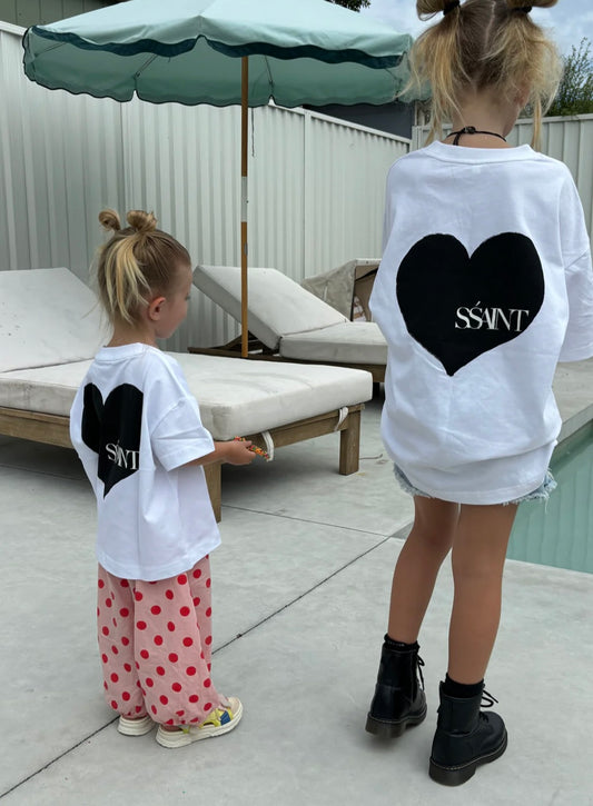 KIDS HEART TEE - white with Black Heart