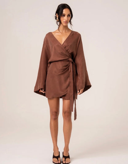 MAIA BATWING DRESS CHOC