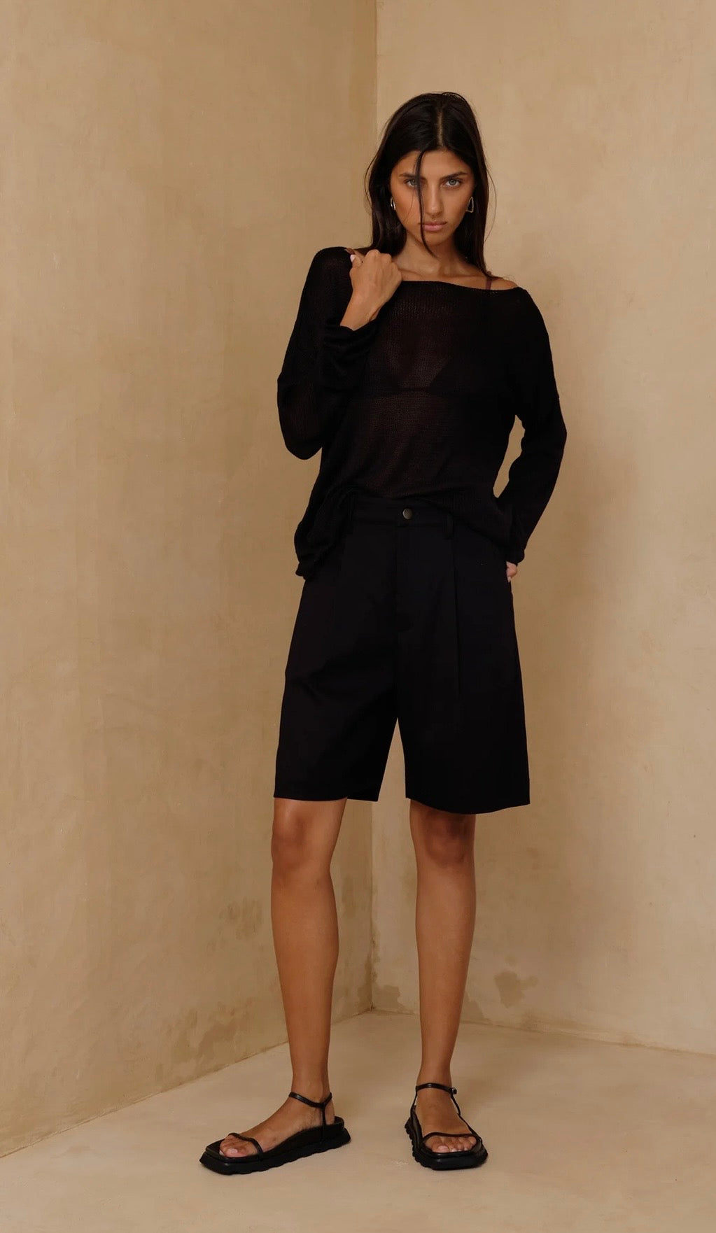 OPALINE KNIT TOP - BLACK