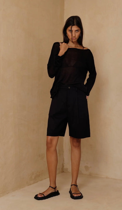 OPALINE KNIT TOP - BLACK