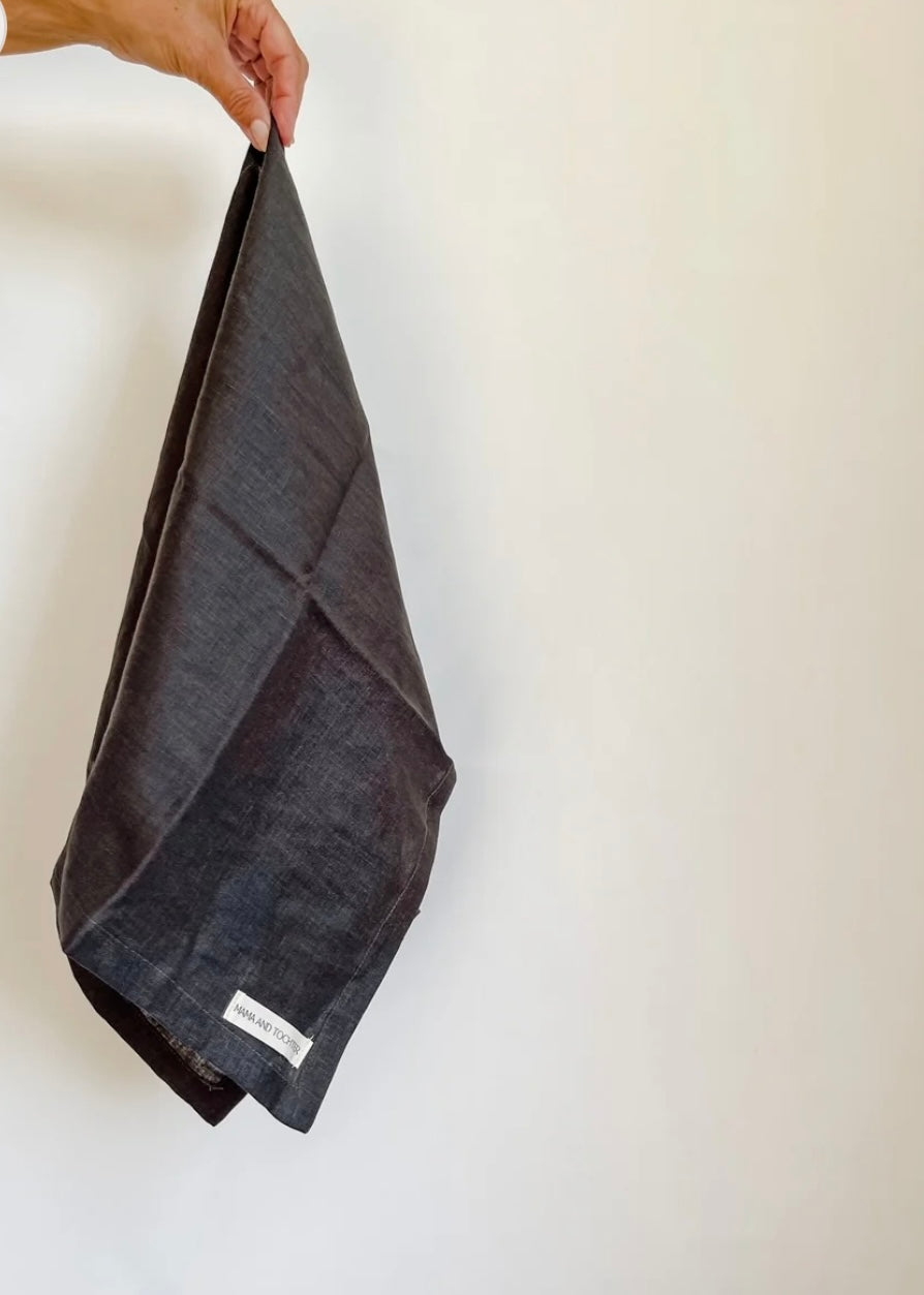 PURE FRENCH LINEN TEA TOWELS - Dark Charcoal
