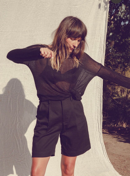 BERMUDA COTTON SHORTS - WASHED BLACK