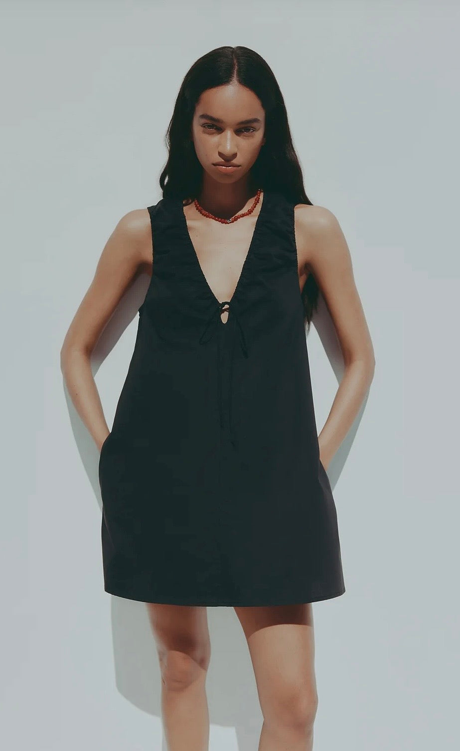 CERIE POPLIN MINI DRESS BLACK