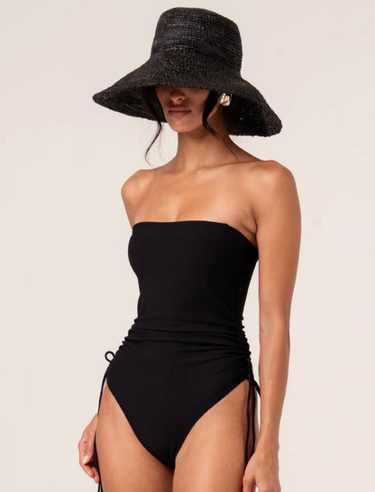 RAFFIA BUCKET HAT NOIR